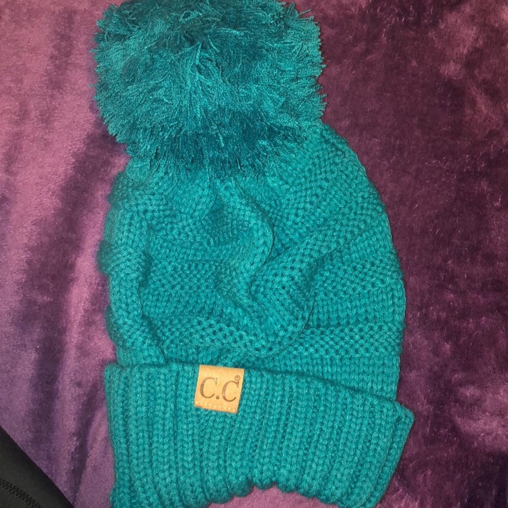 Bright Blue C.C Slouched Pom beanie